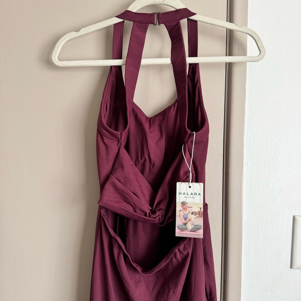 HALARA Burgundy Cut Out Pocket Midi Dress - Picture 4 of 6